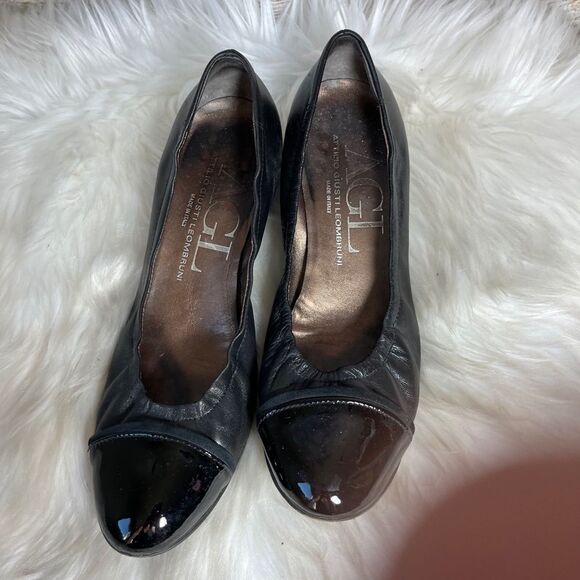 AGL Attilio Giusti Leombruni Black Leather Cap Toe Heels Sz 39.5/7.5 - Picture 7 of 8